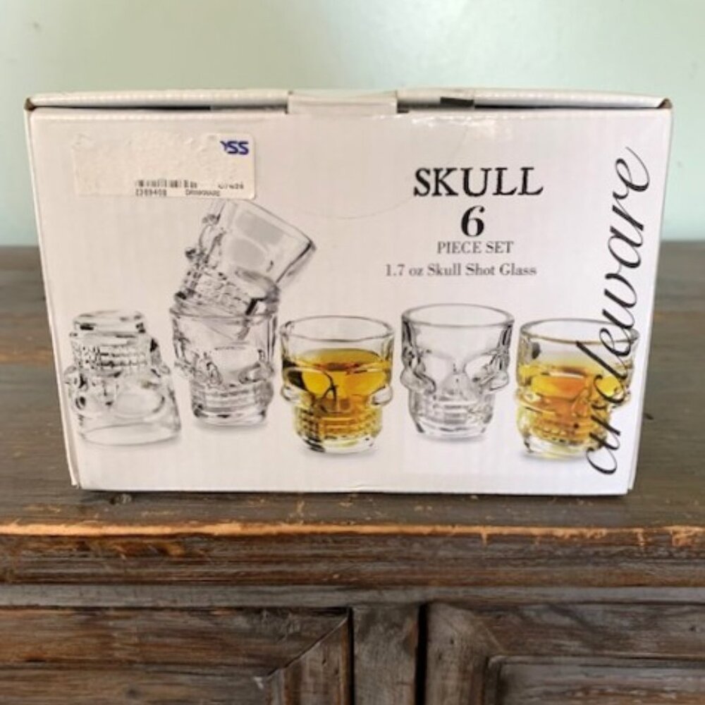 Skull Face Heavy Base Shot Glasses Set of 6 By Circleware